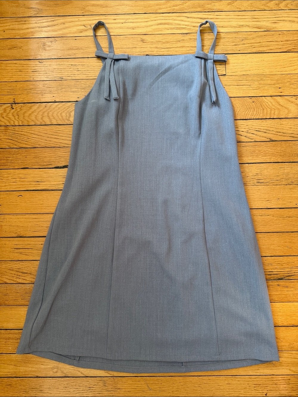 Tie-shoulder gray tank spaghetti strap dress